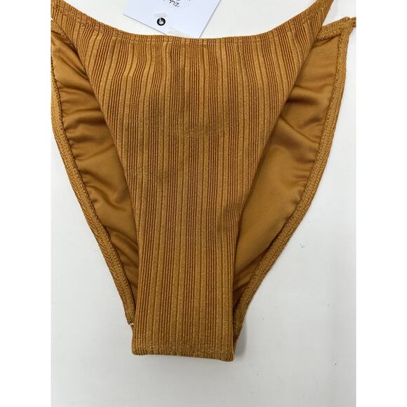 O'Neill Mizi Metallic Rib Redondo Bikini Bottom - Size Large NWT Gold - Picture 4 of 7